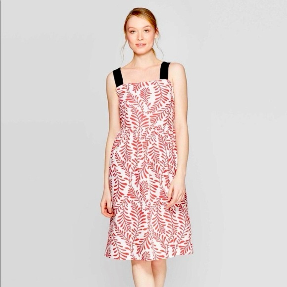 Who What Wear Sea Tropical Red Coral Sun Dress Linen Blend White Black Size XXL